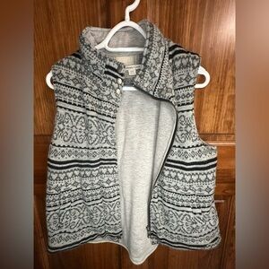 Womens Coldwater Creek Vest Size Small Fair Isle Sweater Shell full zip